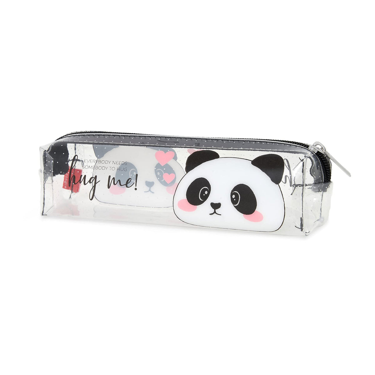 Legami Panda Transparent Pencil Case, 19.5x5.5 cm, Shows Exactly What It Contains, Made of