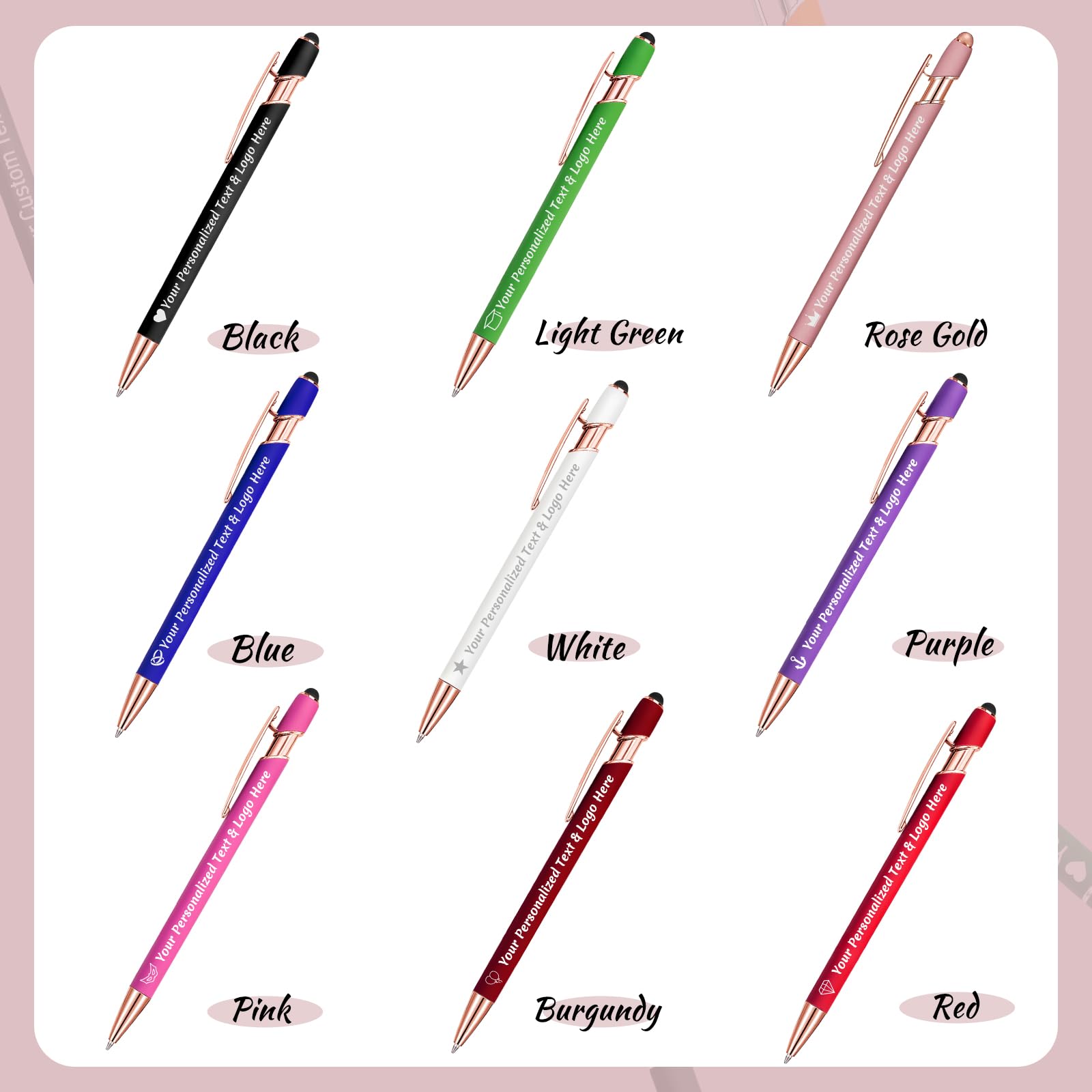 STREADVE Personalized Custom Pens 10 Engraved Writing Pen with Name Logo, Customized Promotional