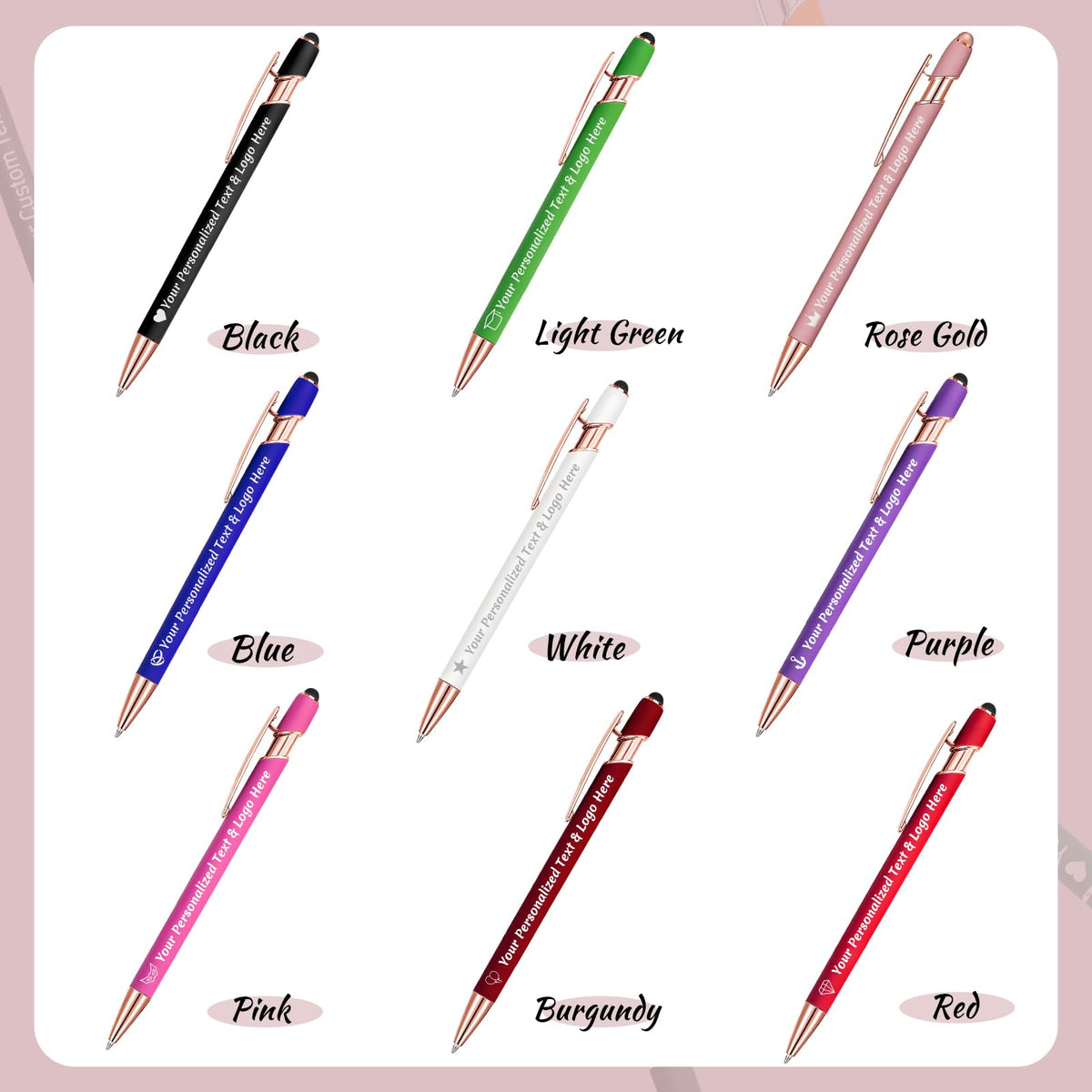 STREADVE Personalized Custom Pens 10 Engraved Writing Pen with Name Logo, Customized Promotional