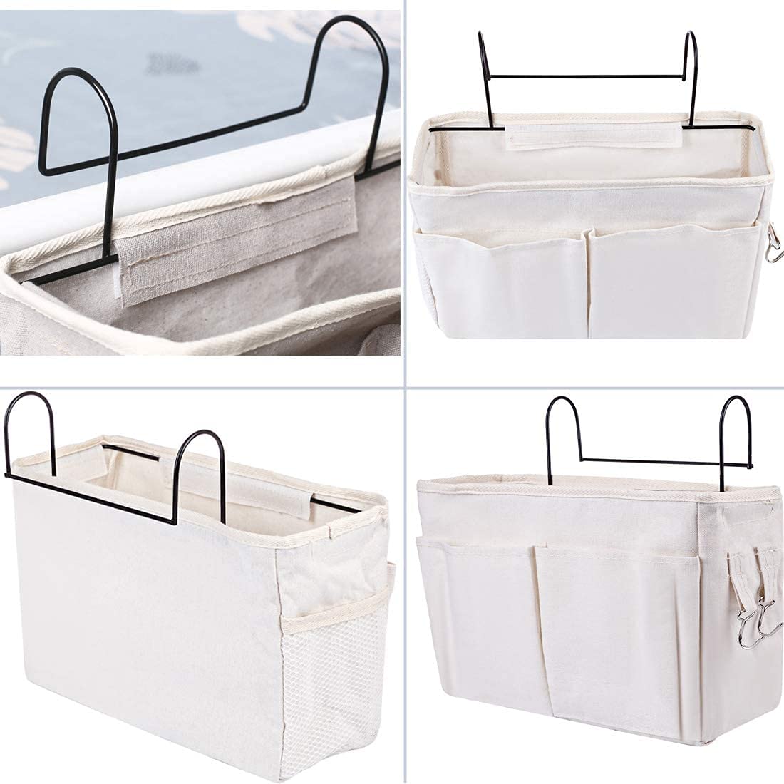 "KonHaovF 2Pack Bedside Organizer Caddy Hanging with Hook, Bed Storage Pocket for Dorm Kids Room