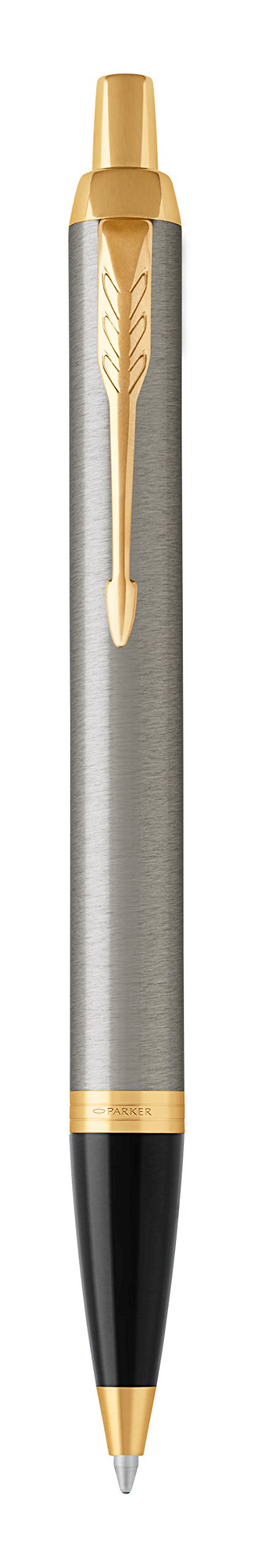 Parker IM Ballpoint Pen, Brushed Metal with Medium Point Black Ink Refill, Gift Box (1975558)