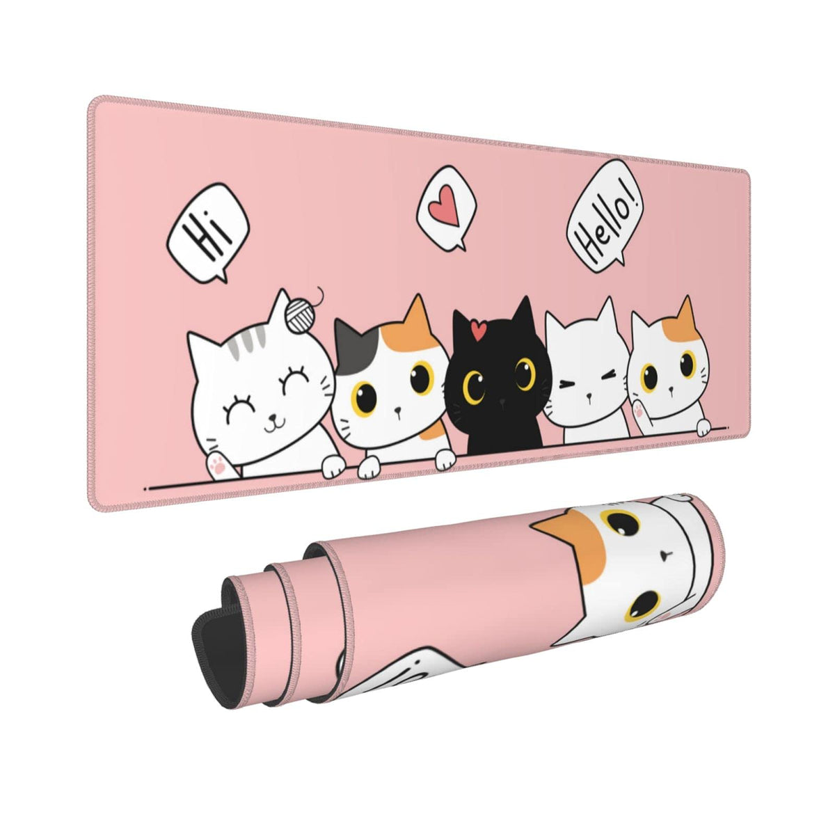 Pink Cute Kittens Cat Gaming Mouse Pad Large XL Girls Kawaii Desk Mat Long Extended Pads Big