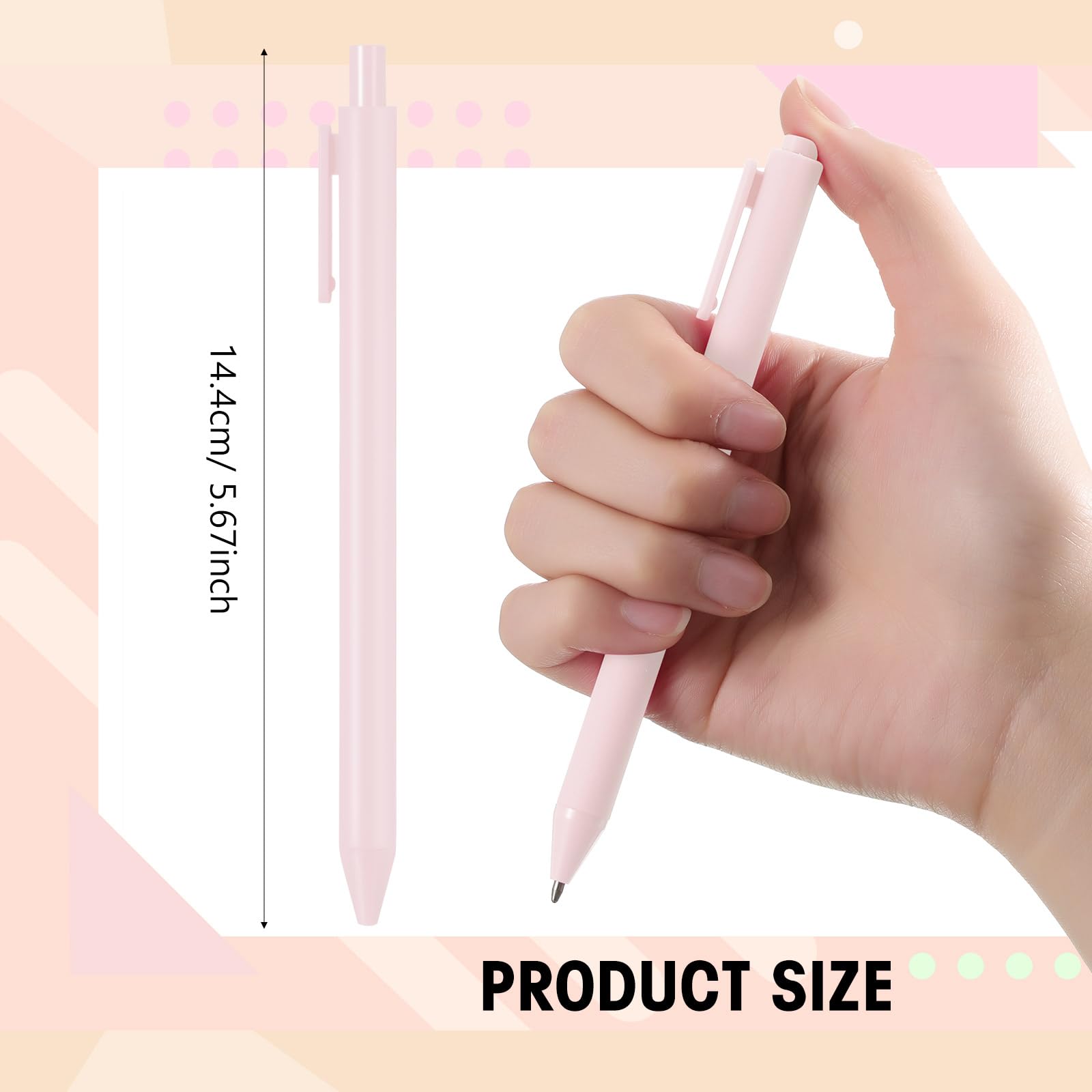Fulmoon 50 Pcs Cute Pens Retractable 1.0mm, Pale Pink Black Ink