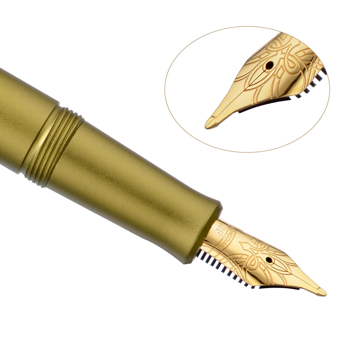 HONG DIAN M2 Black Forest Mini Fountain Pen, Long Blade Nib & Sleek Shape Aluminium Short Pocket