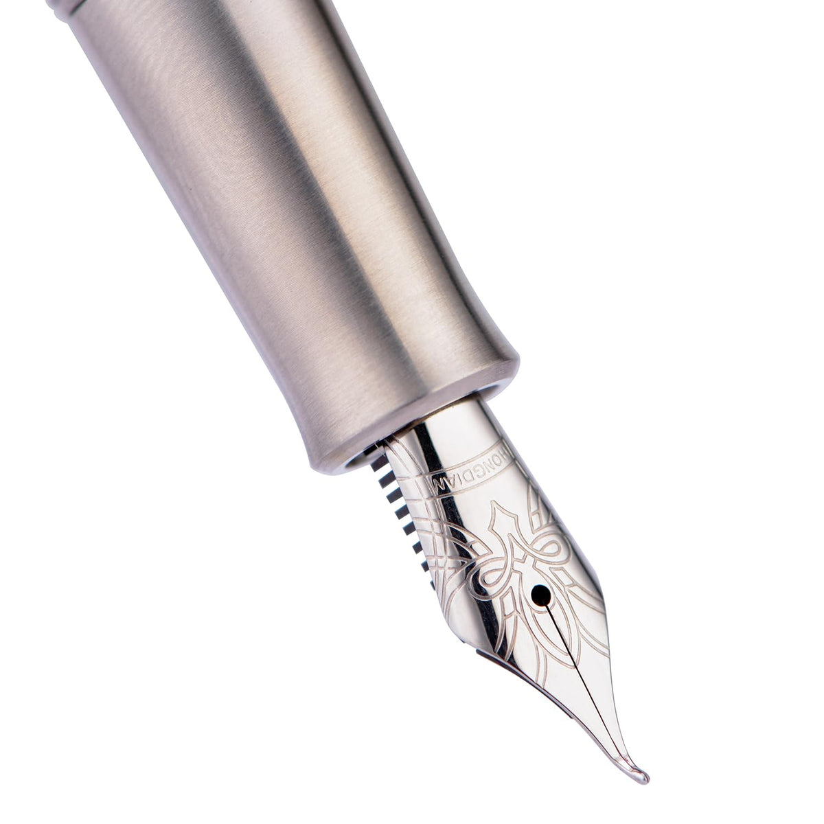 HONG DIAN M2 Titanium Mini Fountain Pen, Bent Nib & Sleek Shape Metal Short Pocket Travel Pen