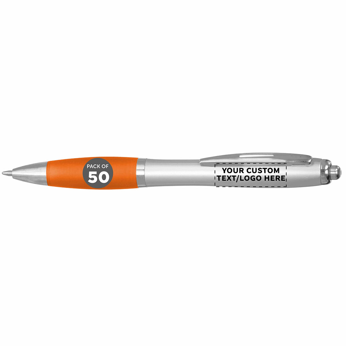 Personalized Ballpoint Pens with Rubber Grip and Click Button, Pack of 50 by DISCOUNT PROMOS