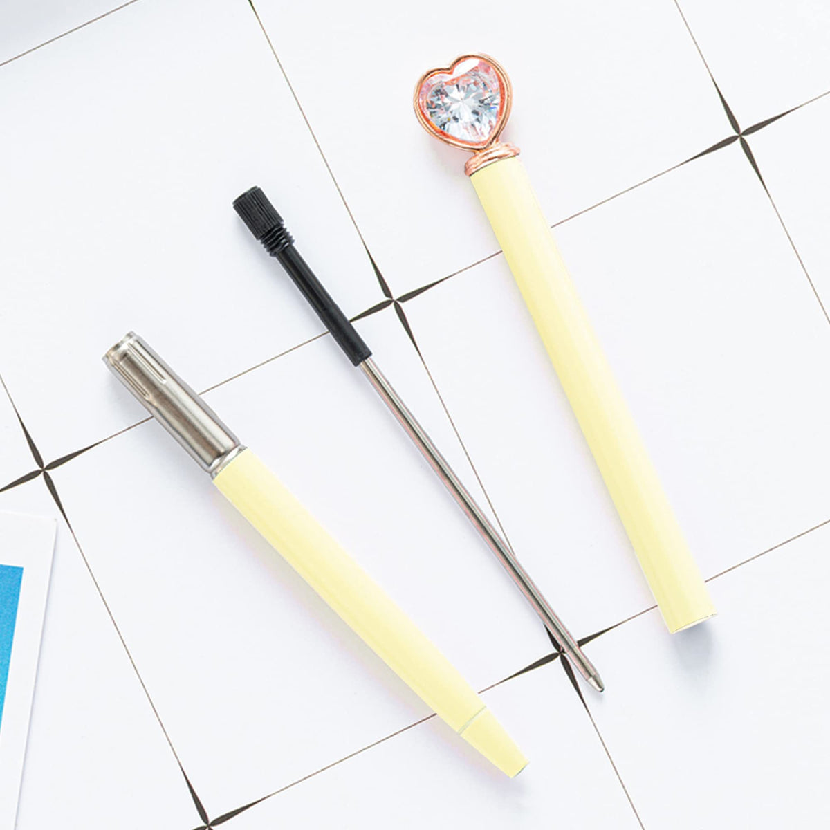 U Scinan 6Pcs Metal Ballpoint Pen 1.0MM Black Ink Refillable Ball Pen with Creative Top Design