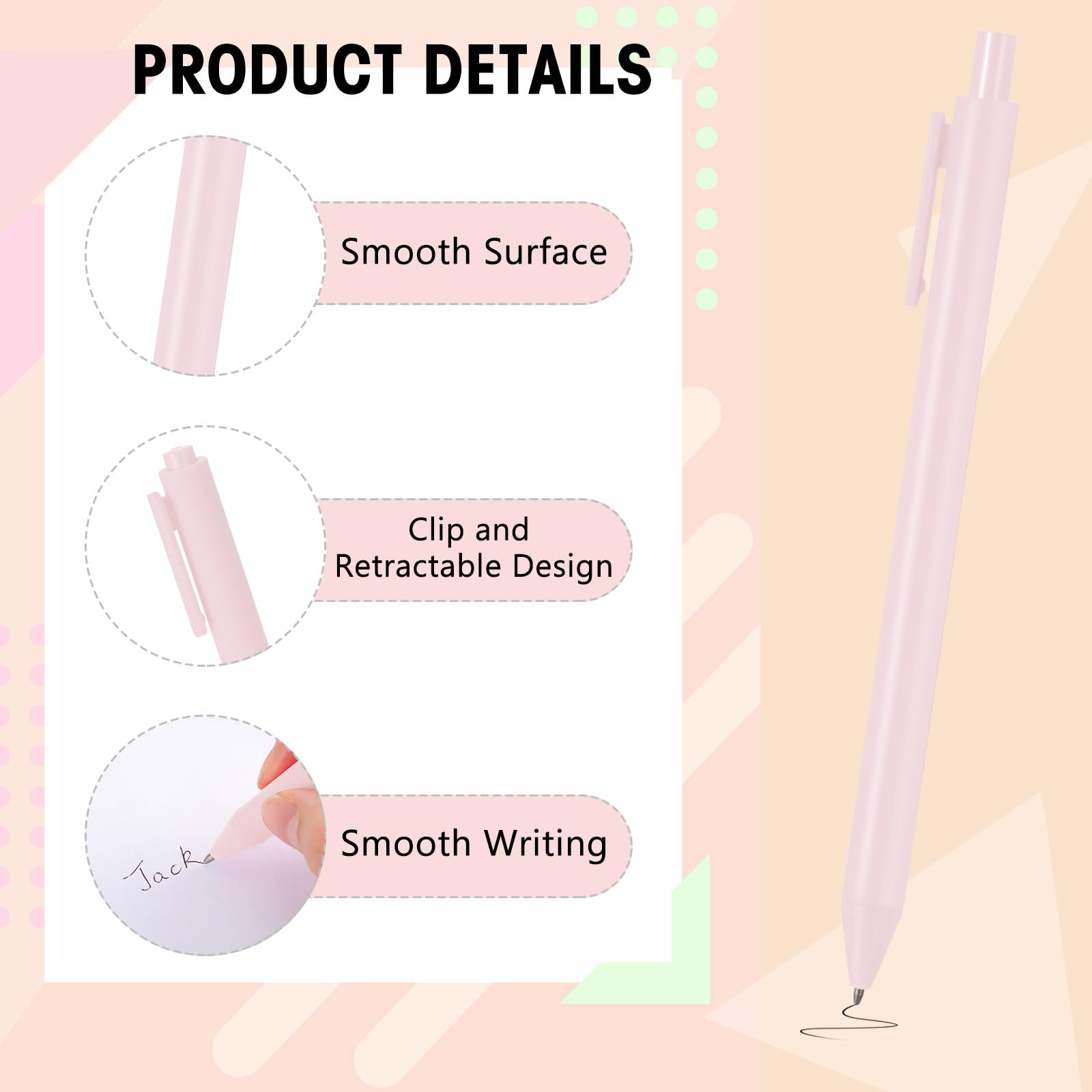Teling 100 Pcs Ballpoint Pens Retractable Comfortable Cute Stylish Writing Pens in Medium Point 1.0