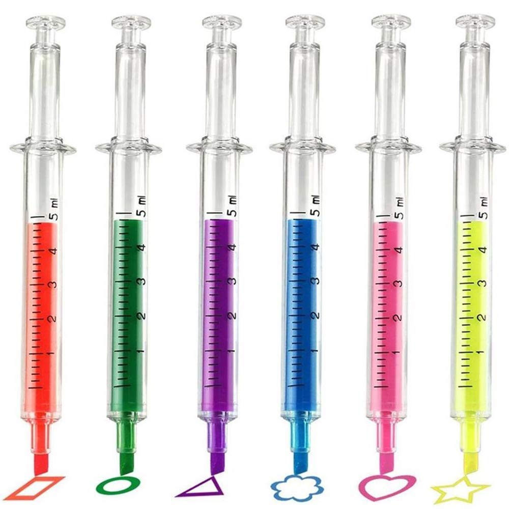 34 Pcs Cute School Supplies Set 12 Syringe Highlighters 4 Nursing Needle Pens 12 Vitamin Pill Pens
