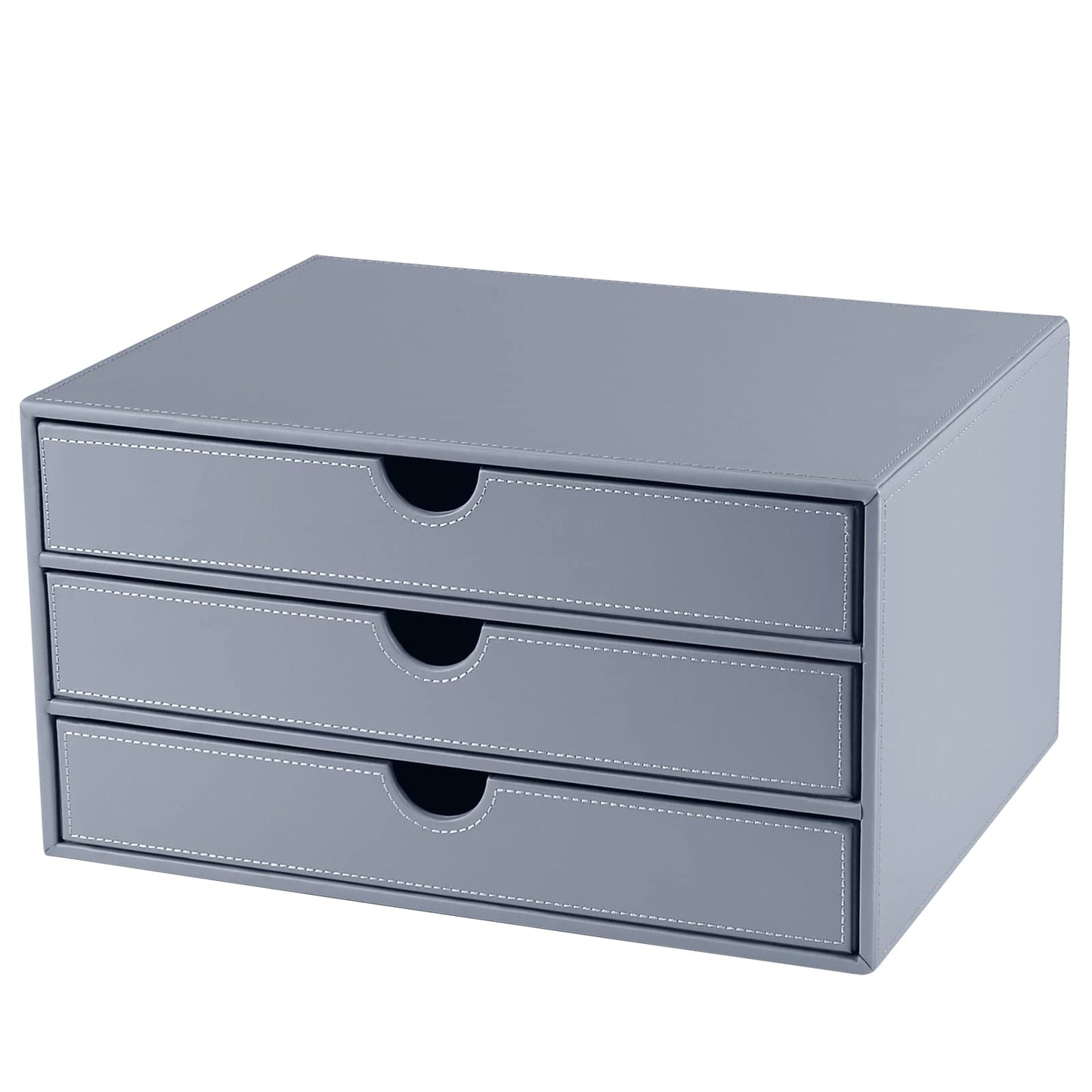 Leather Desk Organizer with 3 Drawers/Tray, Executive Office Supplies Desktop Filing A4 File