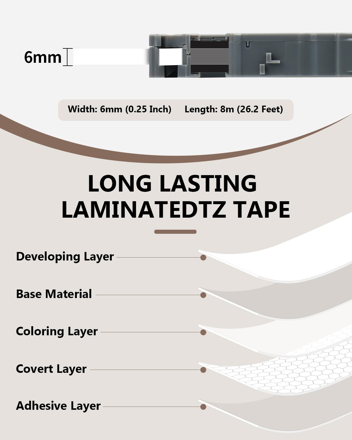 6mm 0.23" Multi-Color Label Tape Compatible for Brother P Touch Tze Label