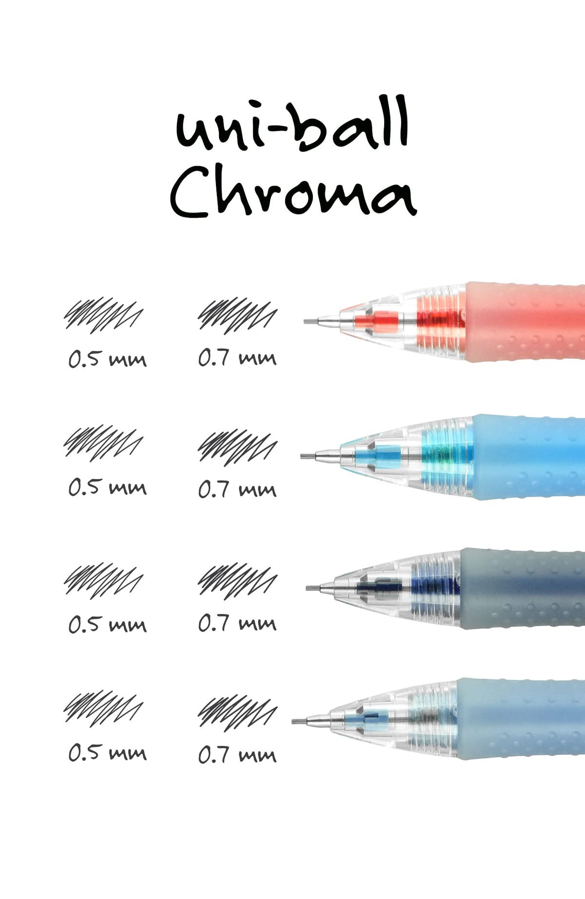 uniball Chroma Mechanical Pencil Starter Kit, 0.7mm, HB #2, Assorted Barrels, 4 Pack