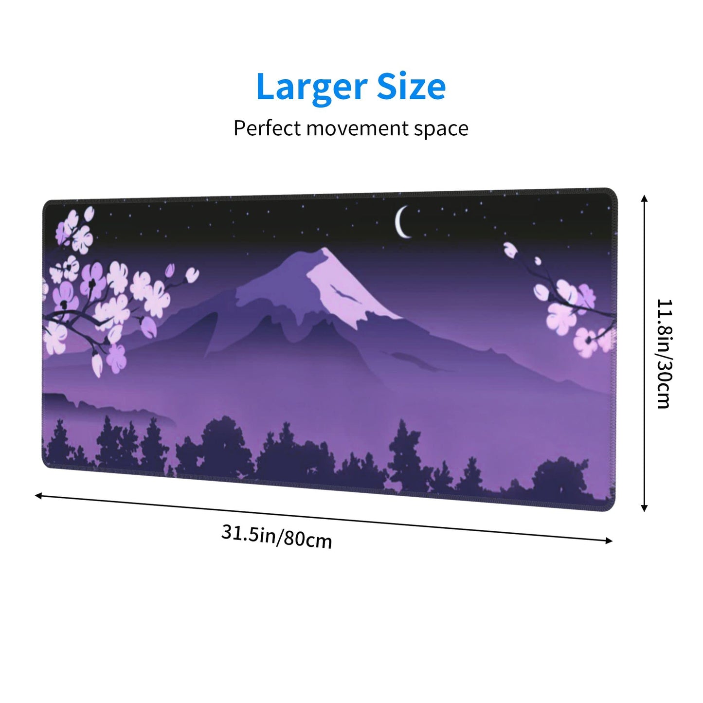 Purple Japanese Fuji Cherry Blossom Large Mouse Pad XL Extended Gaming Mouse Pad Mat Desk Pad with
