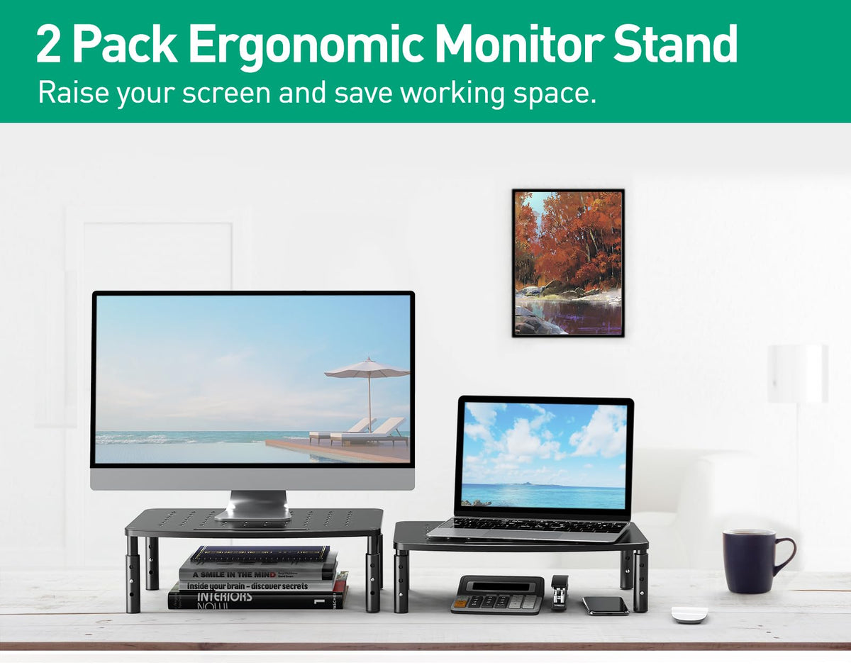 Zimilar 2 Pack Monitor Stands Risers, 3 Height Adjustable Monitor Riser