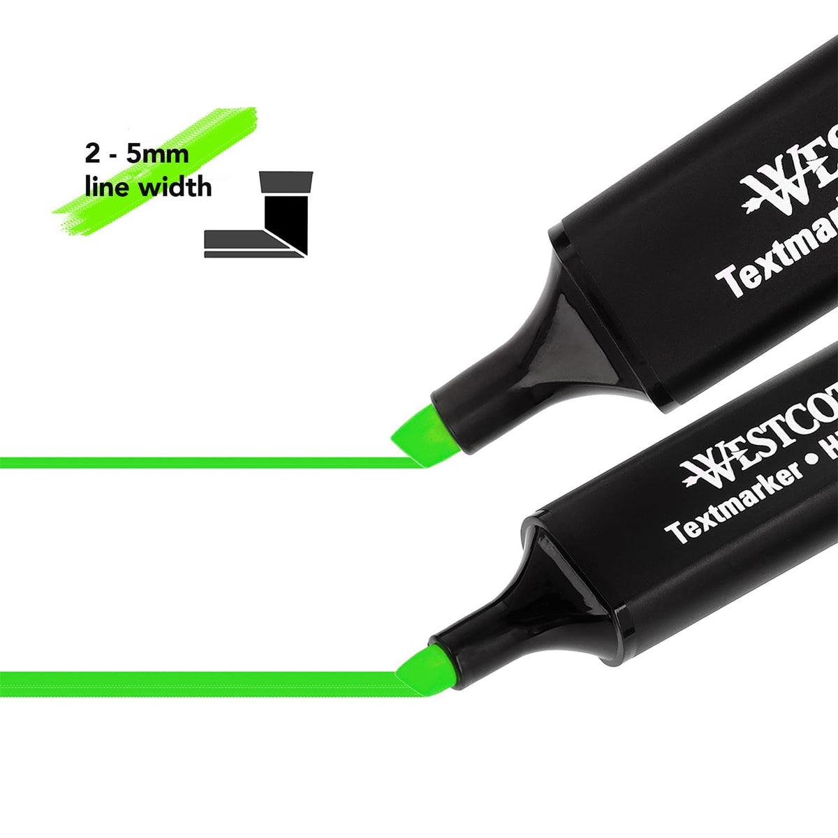 Westcott Highlighters 4 pieces in green, yellow, orange, pink | Pack of 4 brightly coloured