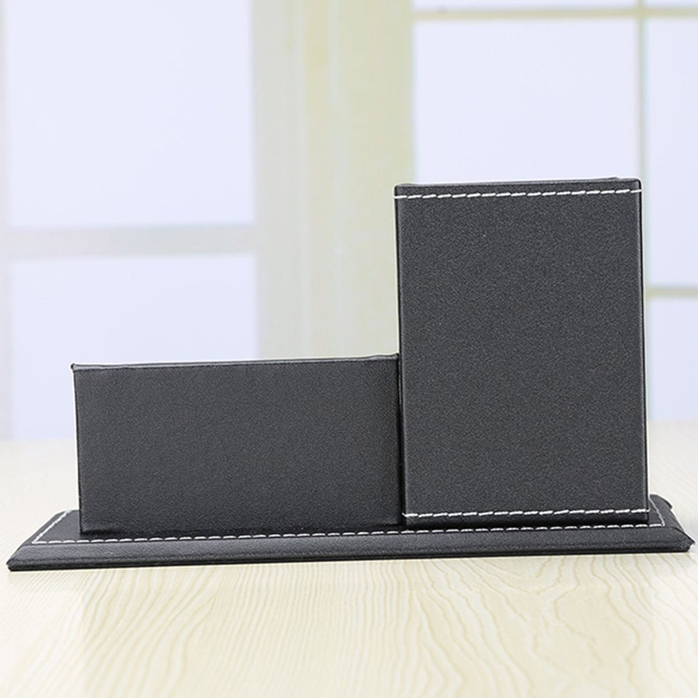 KINGFOM PU Leather Desk Organizer and Accessories, Pencil Holder for Desk with Business Cards