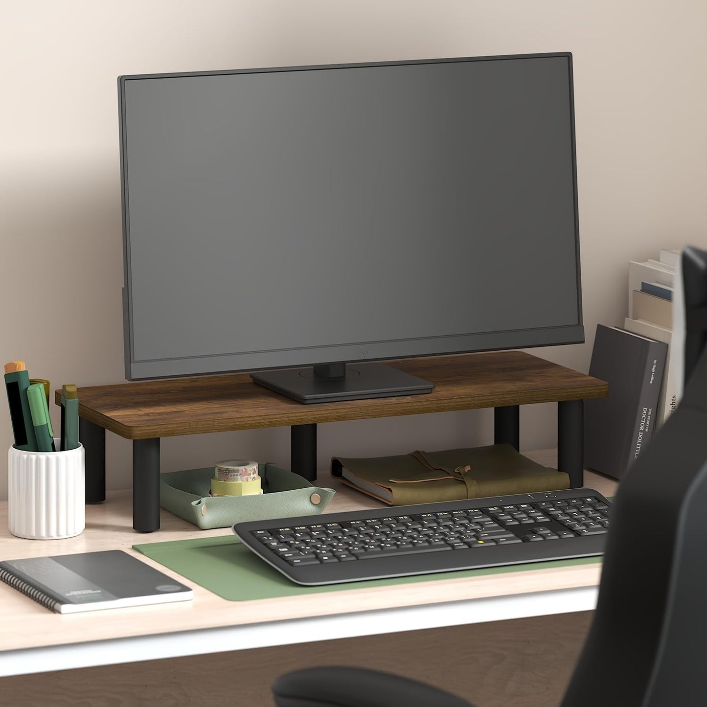Furinno Turn-N-Tube Monitor Stand Riser, 23.6" Wide Rectangle Monitor Riser, Laptop Stand for Desk
