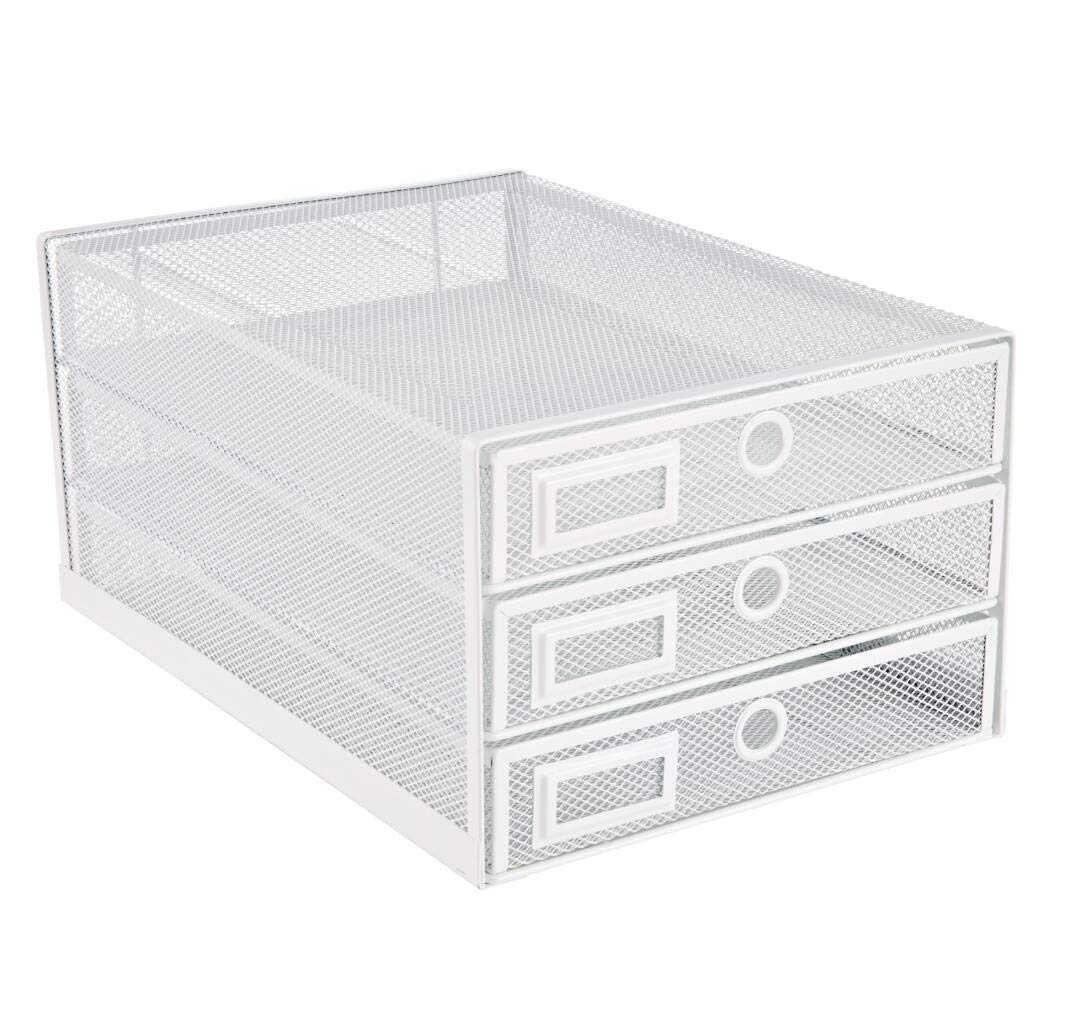 Annova Desk Organizer Wire Mesh 3 Tier Sliding Drawers Paper Sorter/Multifunctional/Premium Solid