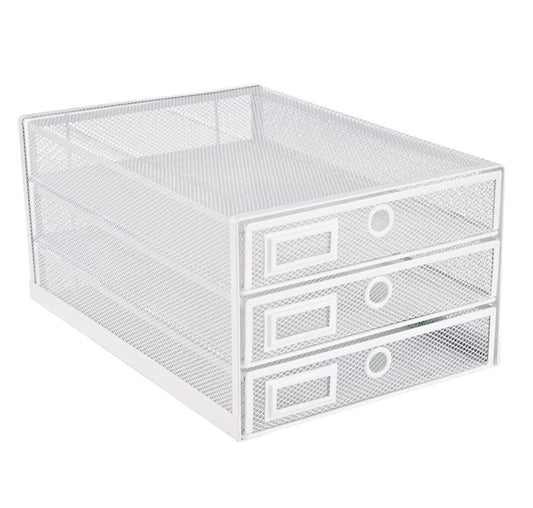 Annova Desk Organizer Wire Mesh 3 Tier Sliding Drawers Paper Sorter/Multifunctional/Premium Solid