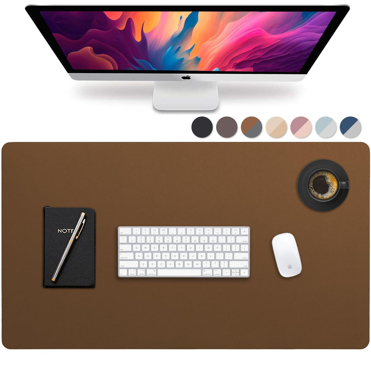 Vine Creations Leather Desk Pad - Large 36" x 20", Desk Protector with PU Leather, Mouse Pad