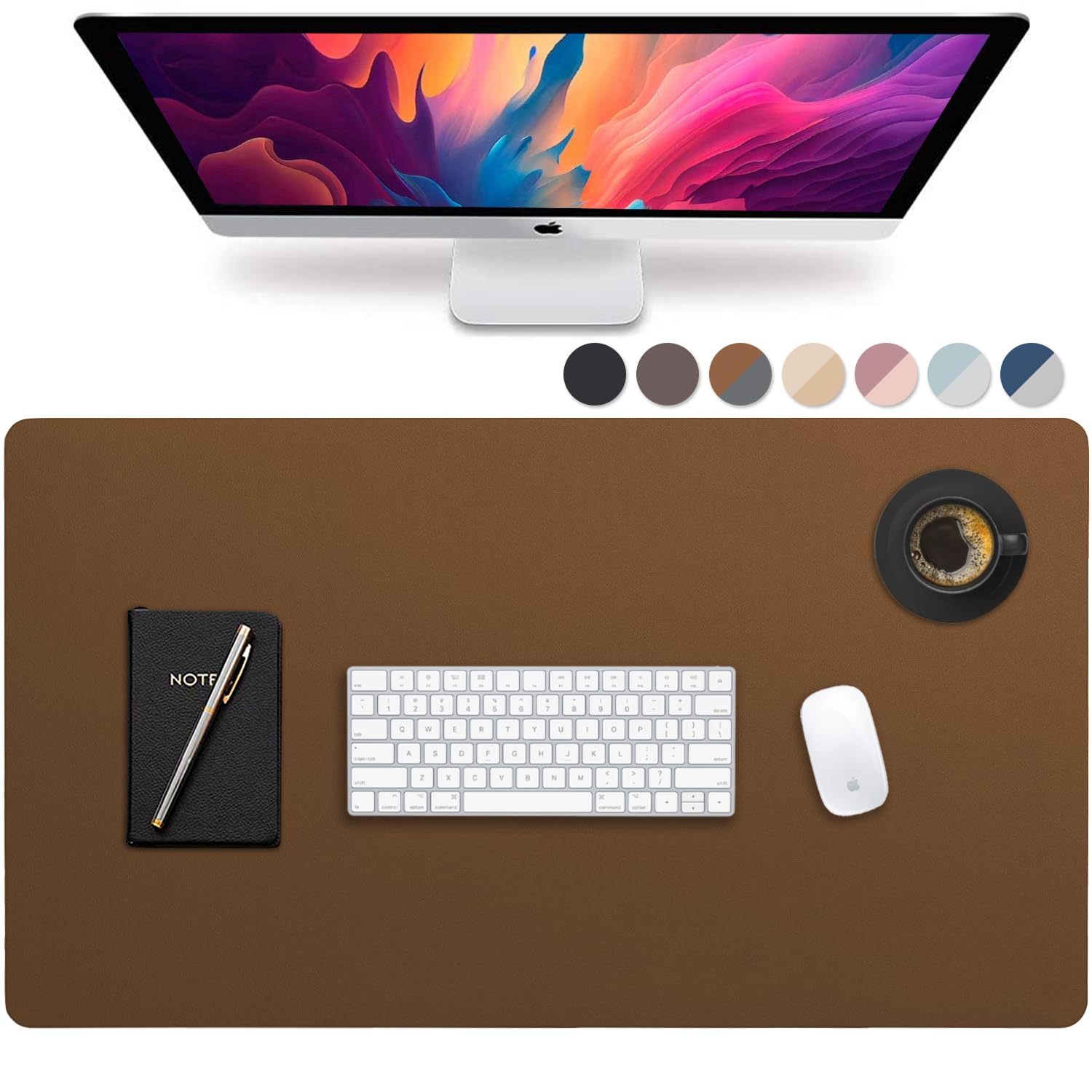 Vine Creations Leather Desk Pad - Large 36" x 20", Desk Protector with PU Leather, Mouse Pad