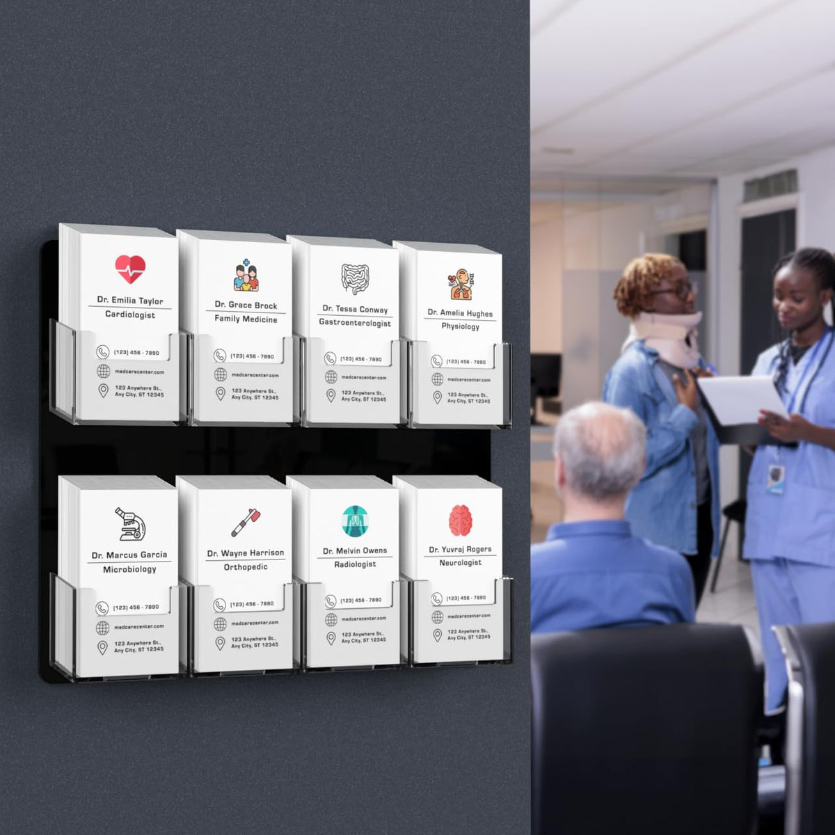 Marketing Holders Wall Business Card Holder with Hanging Hardware for 2" x 3.5" Vertical Gift Cards
