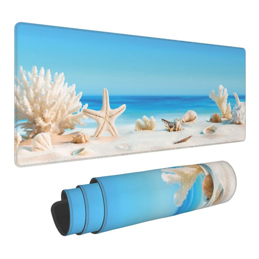 Seashells on Tropical Beach Extended Gaming Mouse Pad Large Desk Mat with Non-Slip Rubber Base and