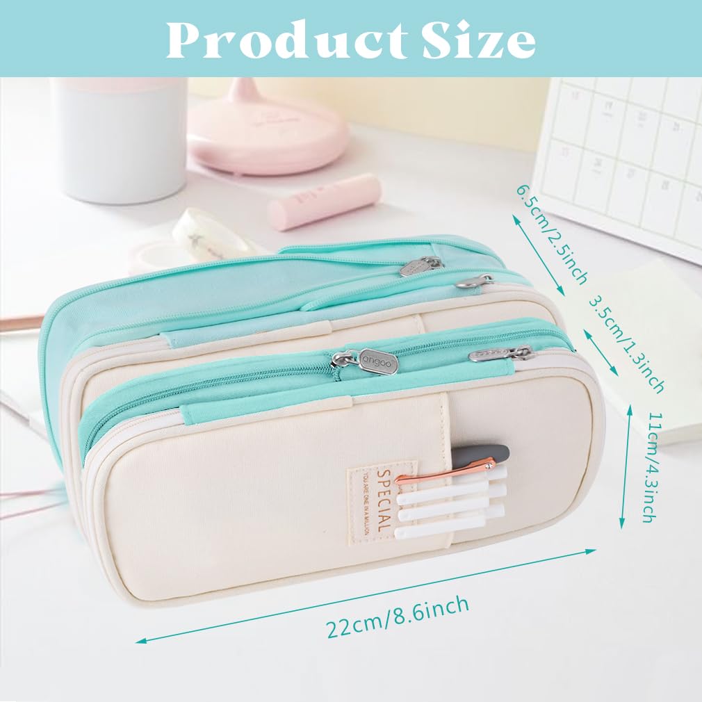 iSuperb Foldable Pencil Case Zipper Big Capacity Aesthetic Canvas Pencil Pouch Compartments
