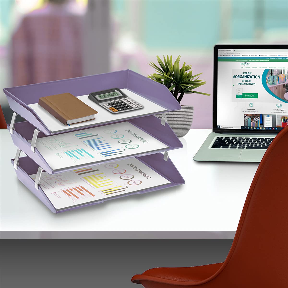 Acrimet Facility 3 Tier Letter Tray, Side Load, Letter Size/A4, Desktop File Organizer, Plastic
