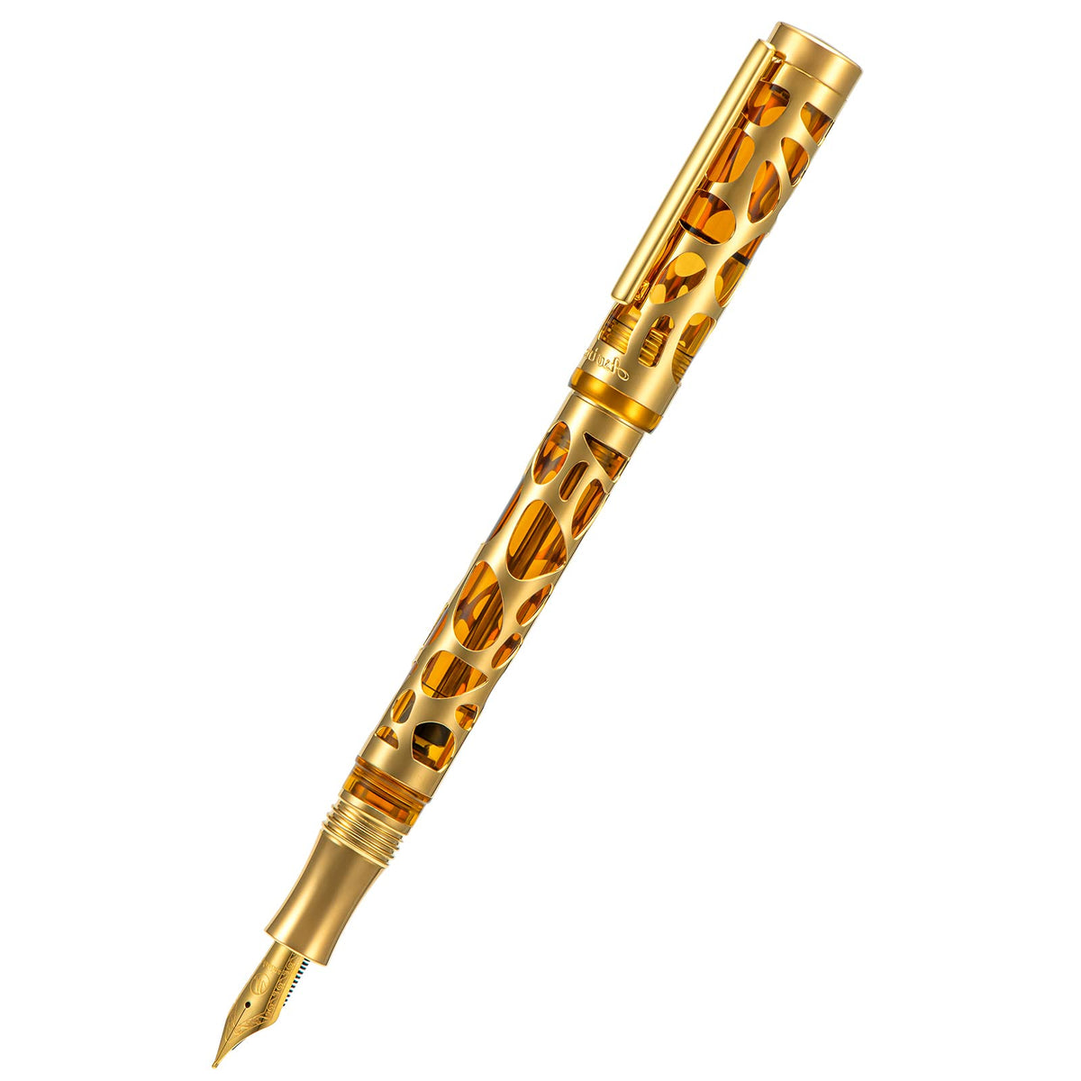 Asvine V169 Vacuum Filling Fountain Pen Iridium Fine Nib, Water Drop Skeleton Gold Trim Transparent
