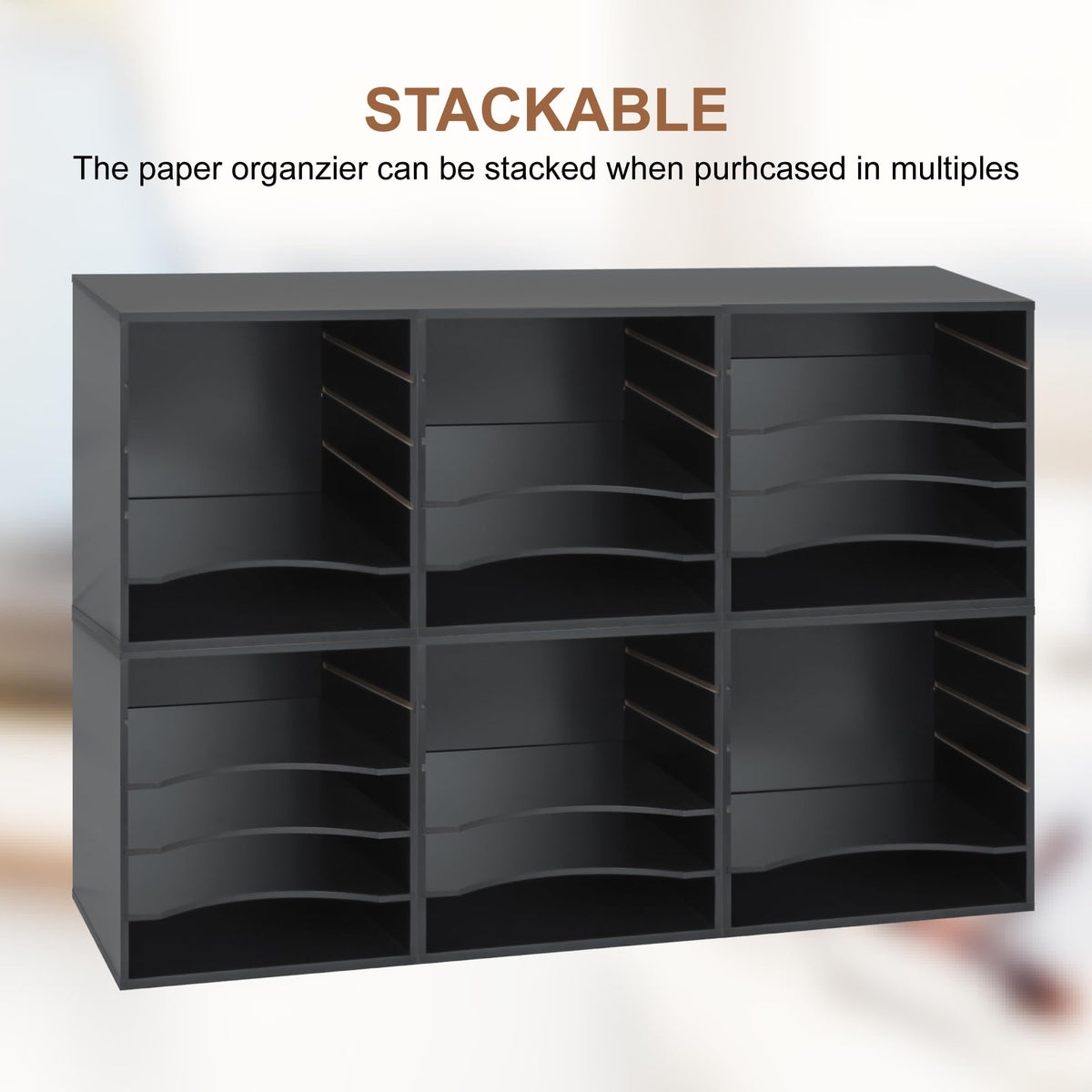 EMERIT 4-Tier Adjustable Paper Organizer, Large Capacity Book Shelf for Textbooks/Magazines/Office