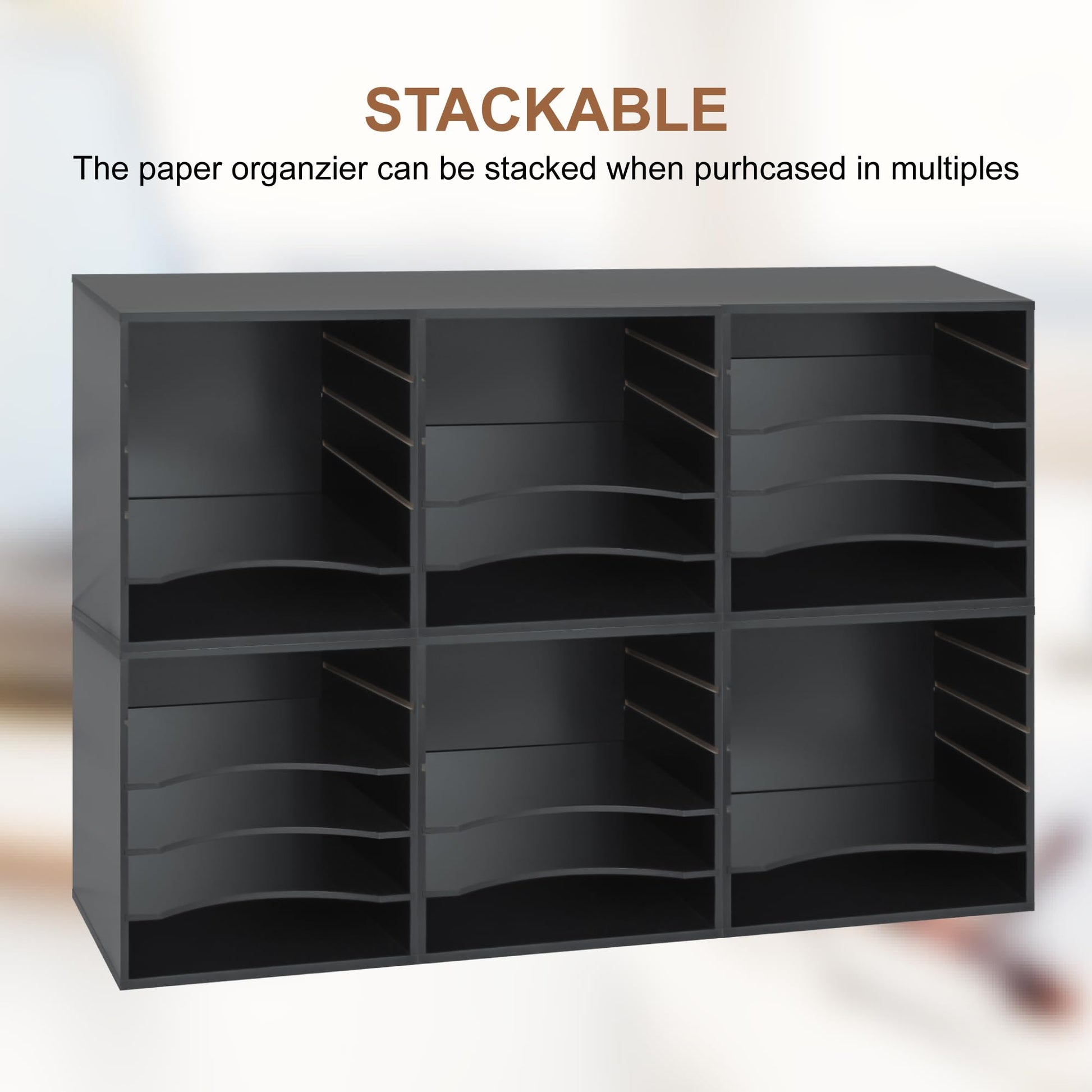 EMERIT 4-Tier Adjustable Paper Organizer, Large Capacity Book Shelf for Textbooks/Magazines/Office