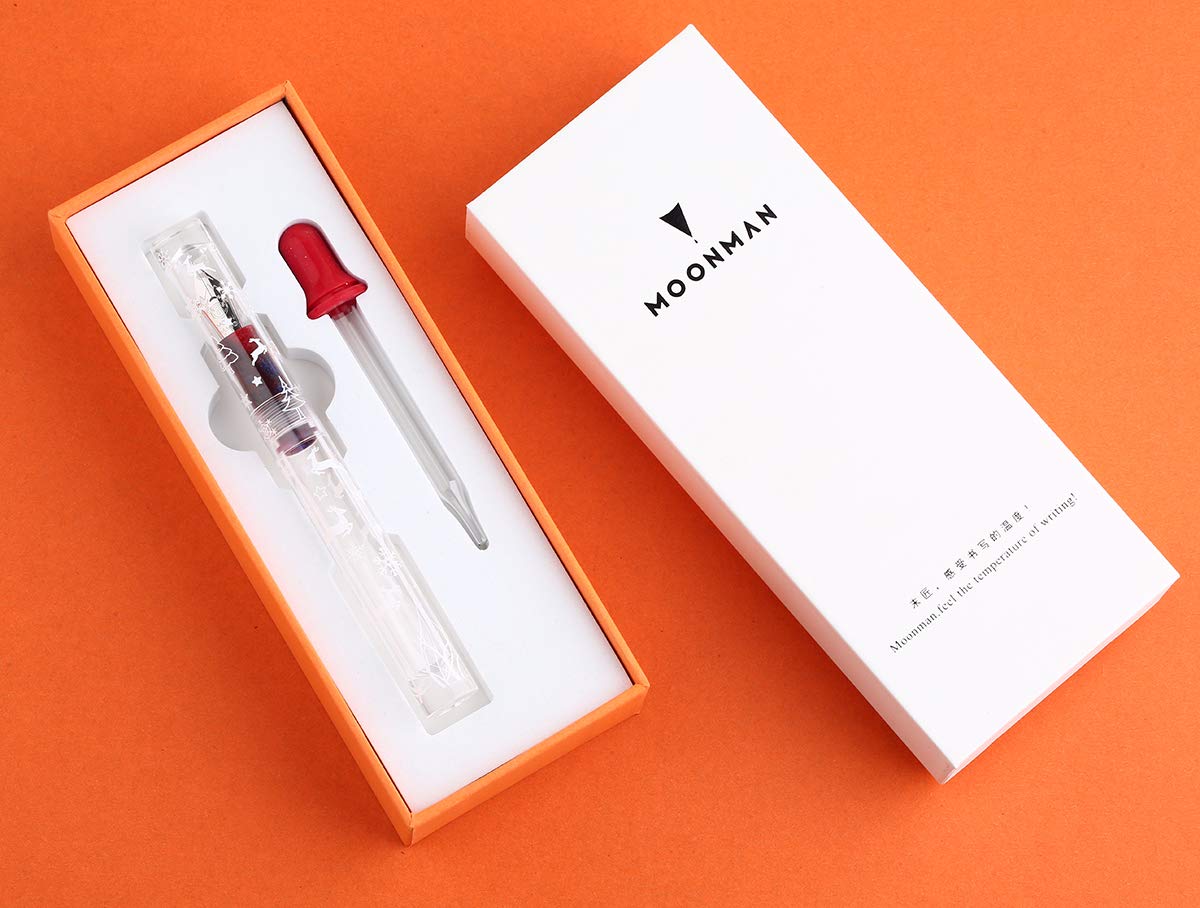erofa C1 Snowflake Eyedropper Fountain Pen Bent Nib, Double Ink Filling System with Original Box