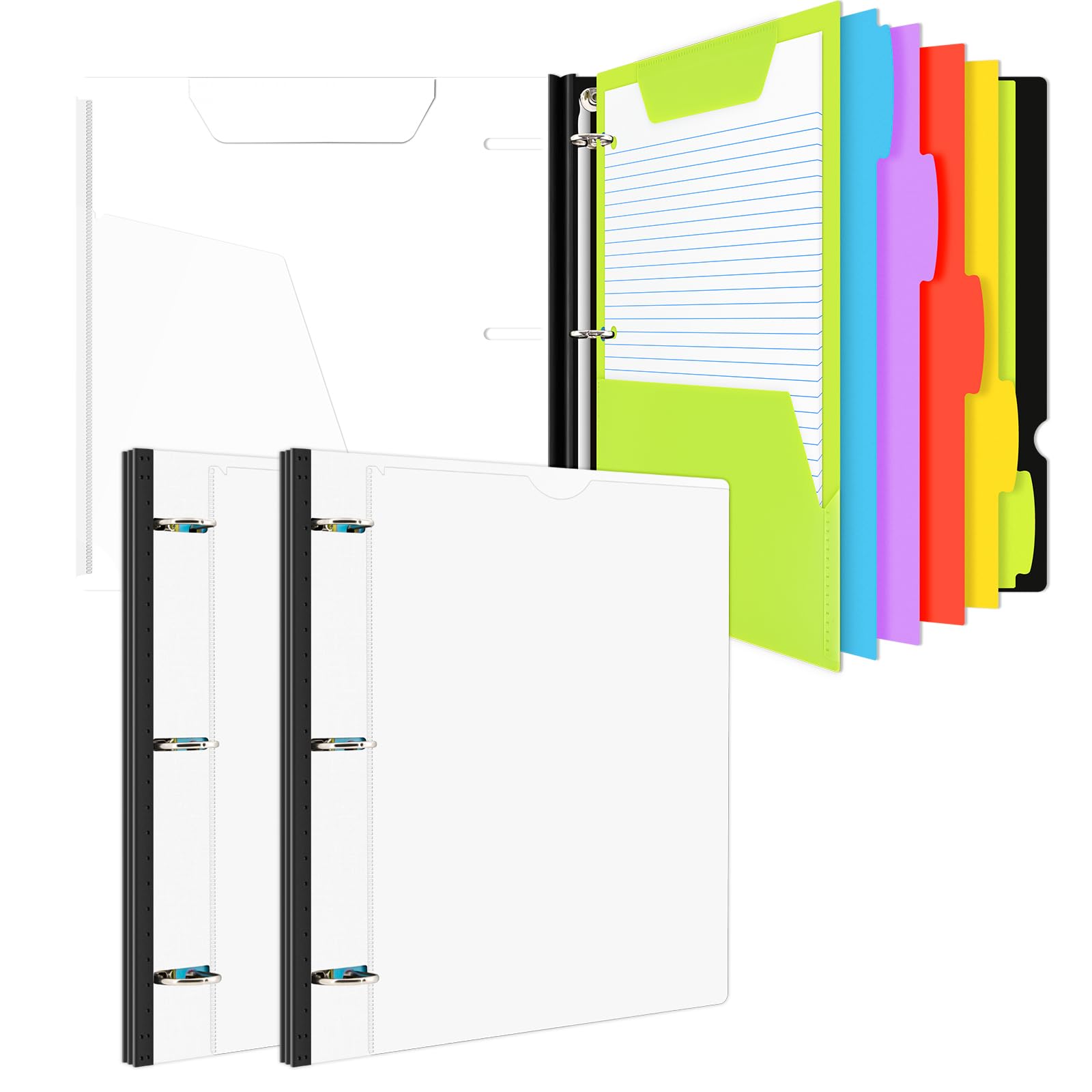 INFUN All-in-one Telescoping Binder Notebook-2PCS, Refillable 3 Ring Notebook Binder with 1 Plastic