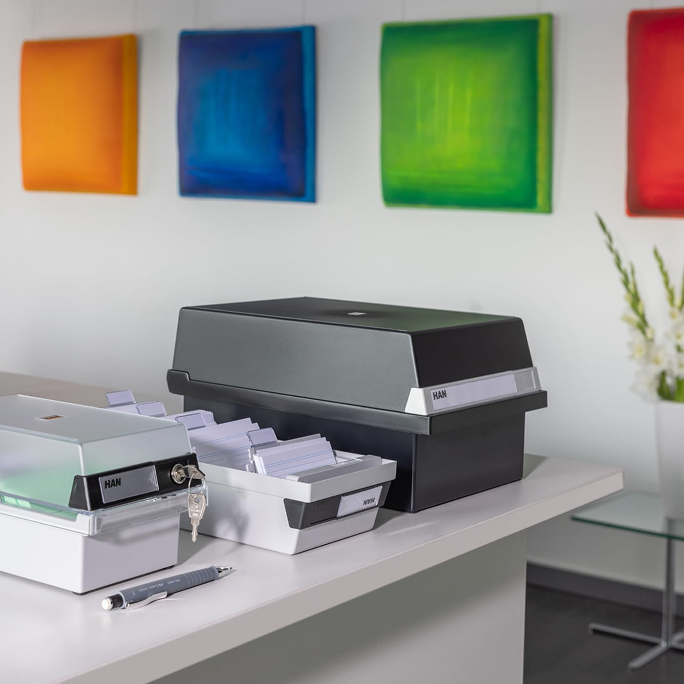 HAN 956-11, Card Filing Box A6 Landscape. Innovative, Attractive Design Holds 1,300 Cards