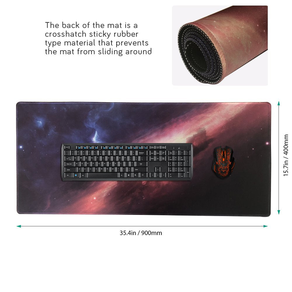 Cmhoo XXL Professional Large Mouse Pad & Computer Game Mouse Mat (35.4x15.7x0.1IN, 90x40 sky001)