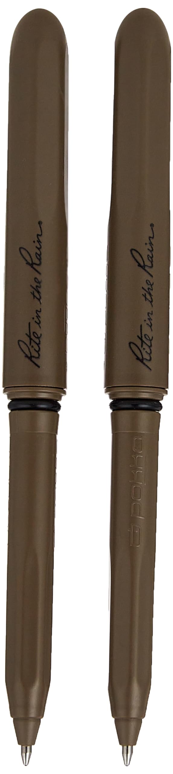 Rite in the Rain All-Weather EDC Pen, Flat Dark Earth Pokka 2-Pack, Black 0.8mm Ink, Fine Point