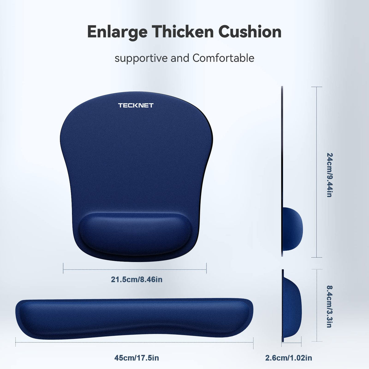 TECKNET Keyboard Wrist Rest and Mouse Pad with Wrist Support, Memory Foam Set for