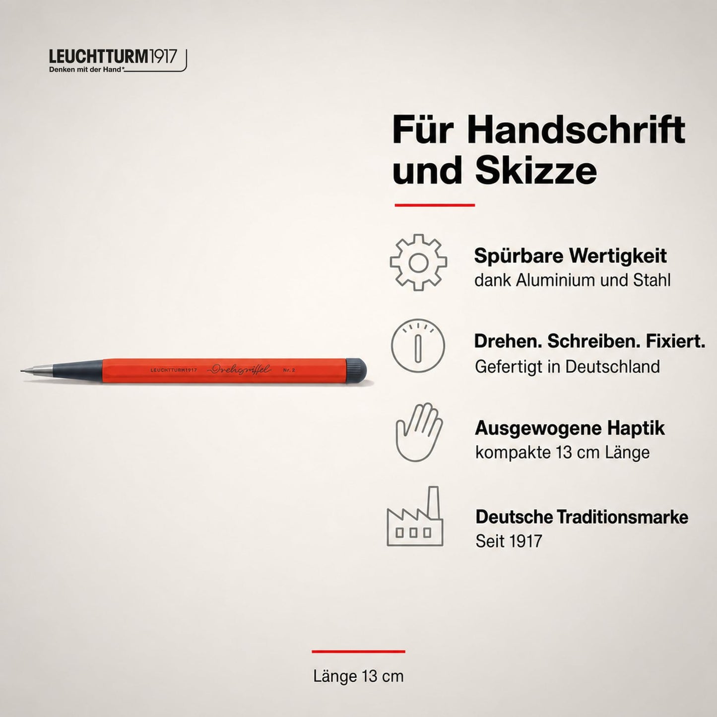 LEUCHTTURM1917 - Drehgriffel Mechanical Pencil - Refillable Writing Stylus with 0.7 mm HB Graphite