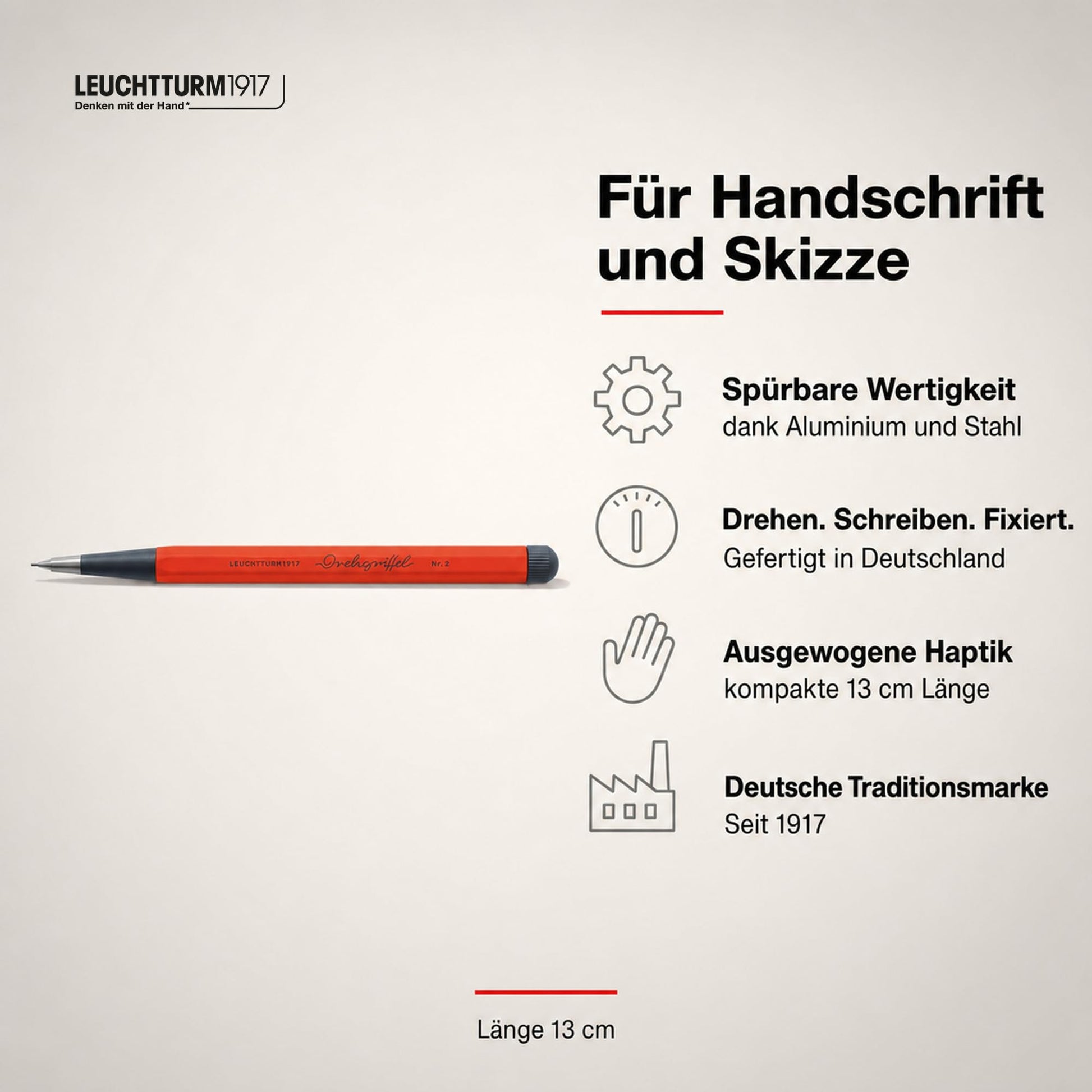 LEUCHTTURM1917 - Drehgriffel Mechanical Pencil - Refillable Writing Stylus with 0.7 mm HB Graphite