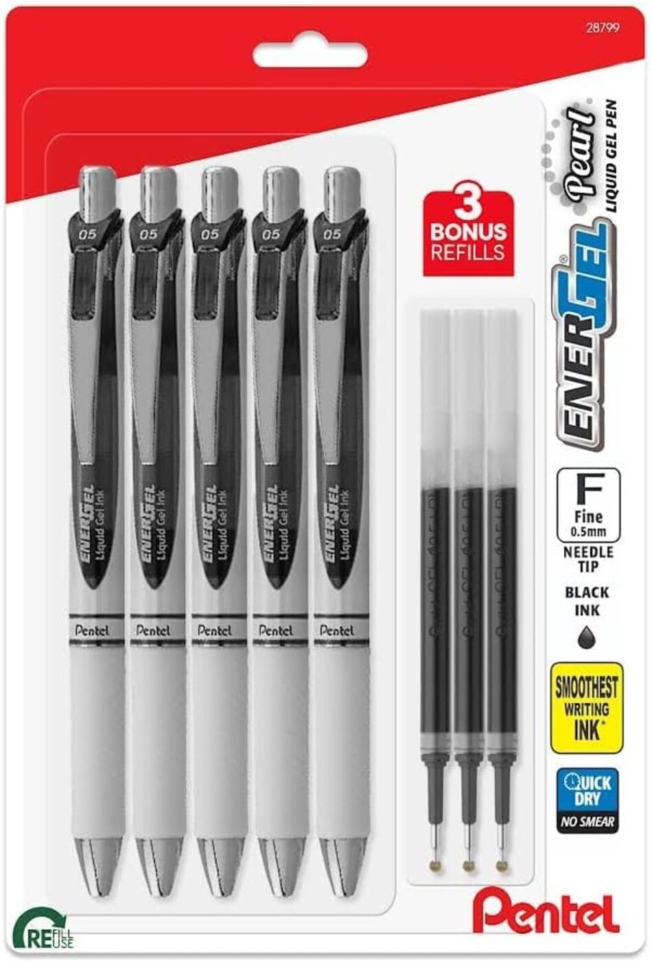 Pentel Energel Pearl Liquid Gel Ink Pens 0.5 mm Needle Tip - Fine Point Energel 0.5 mm pens - Pack