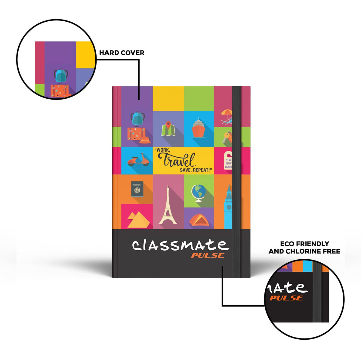 Classmate Pulse Flexi Journal Planner: A5, Hard Cover, Unruled, 80 GSM, 176 Pages