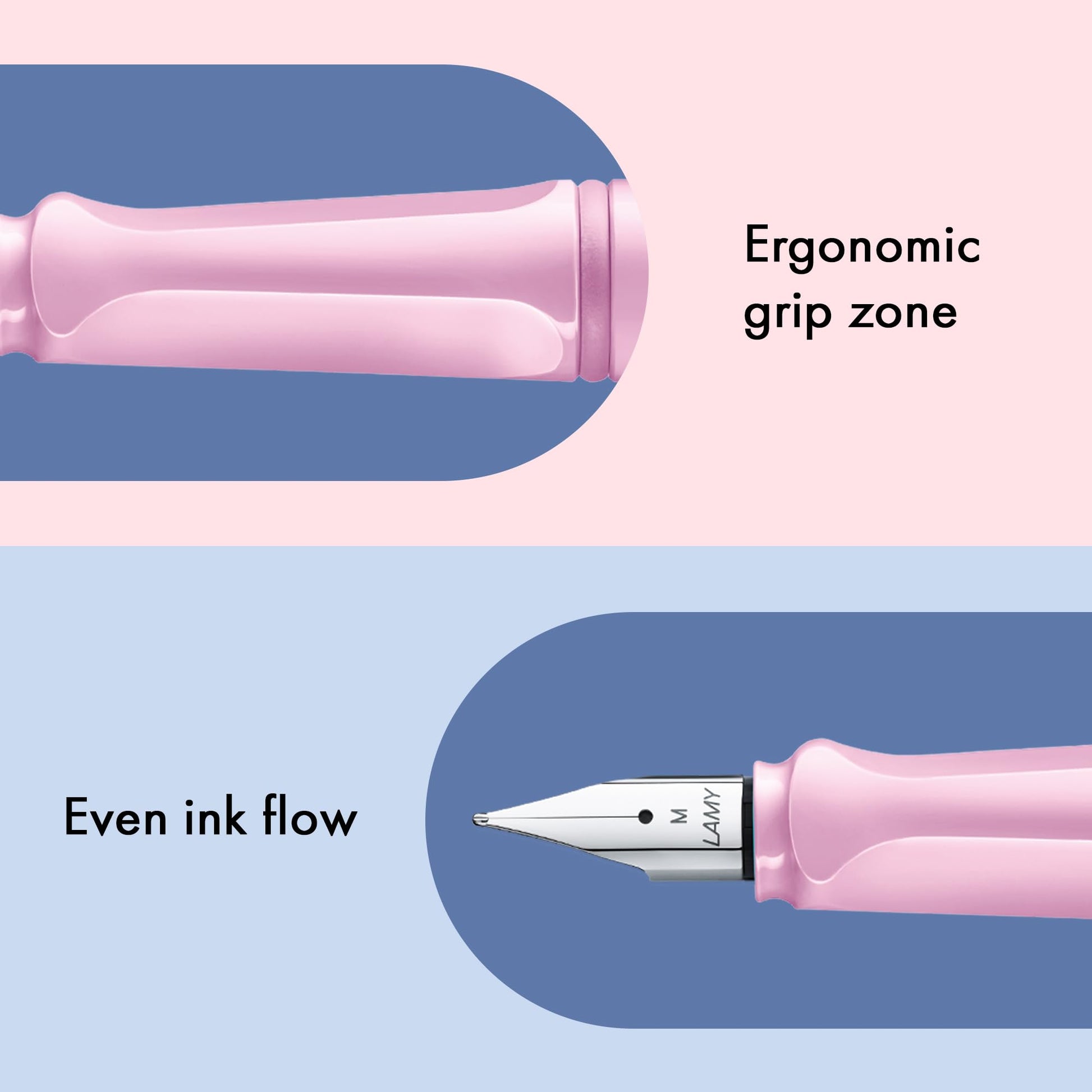 LAMY safari lightrose - Fountain Pen with ergonomic grip & polished Left-Handed steel nib (LH) in