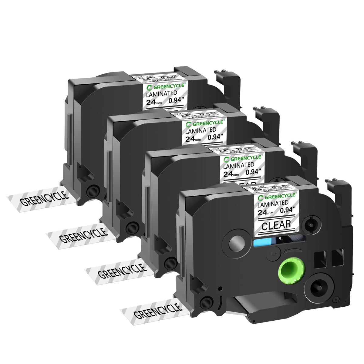 GREENCYCLE Compatible for Brother P-Touch TZe-151 TZe151 AZE Tape 24mm 0.94 Inch 1" Black on Clear