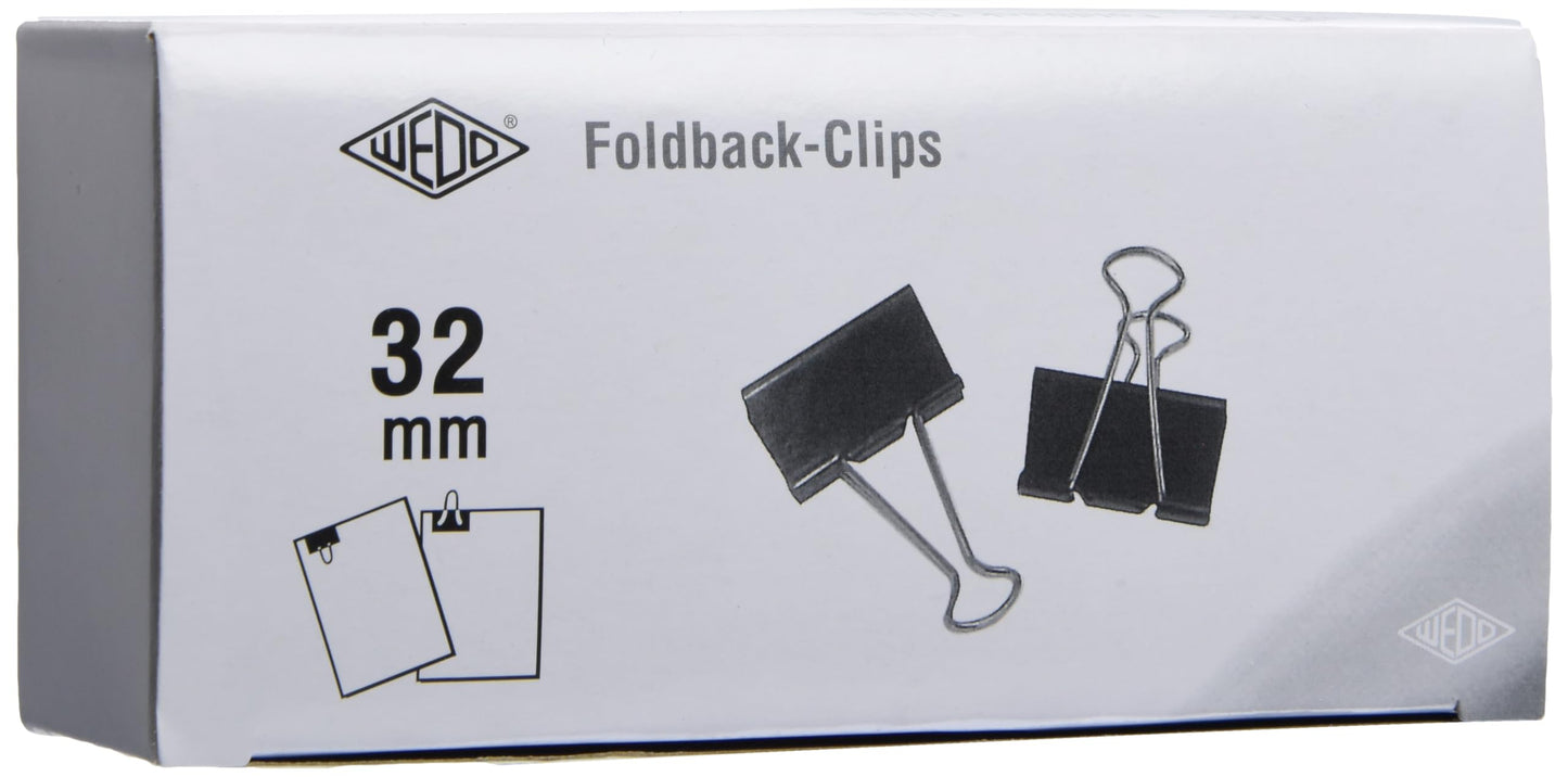 Wedo 6421432 32 mm Fold Back Clip (Pack of 12)