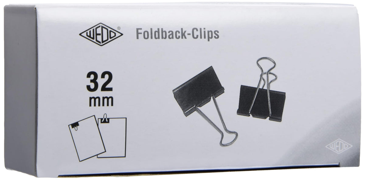 Wedo 6421432 32 mm Fold Back Clip (Pack of 12)