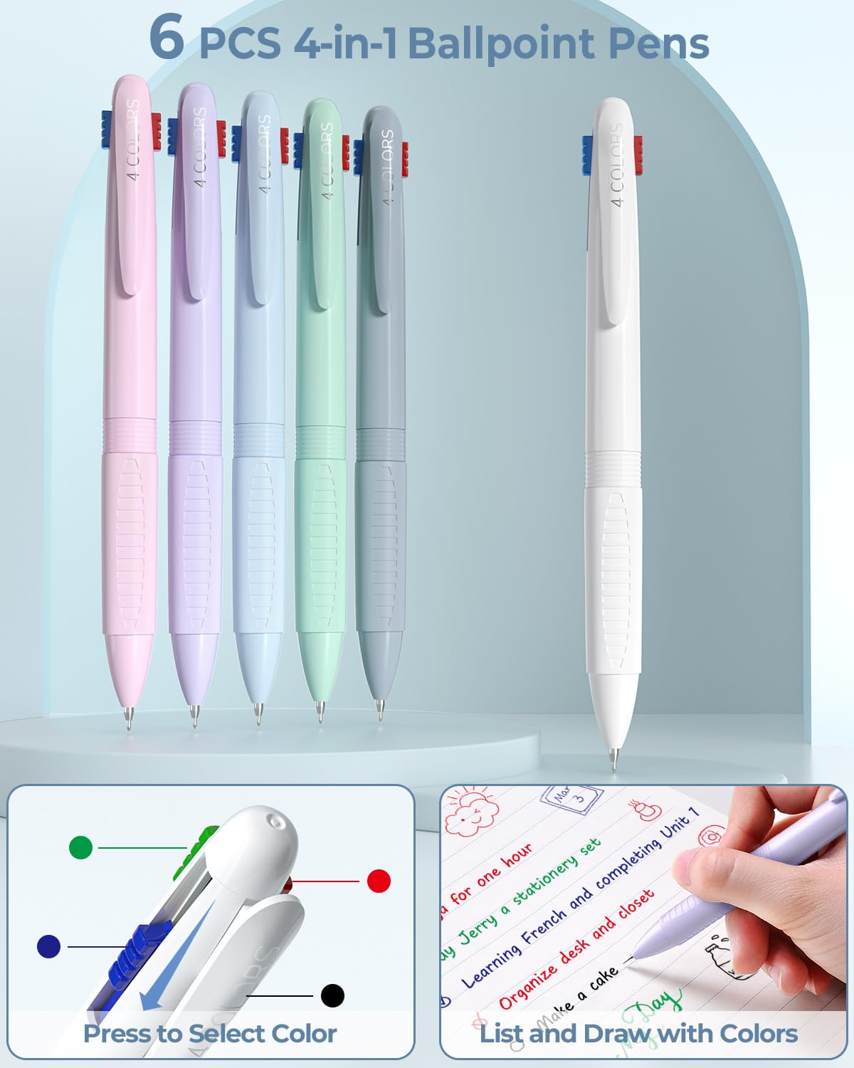 Four Candies 56PCS School Supplies with Pencil Case, Stationery Set, Blue