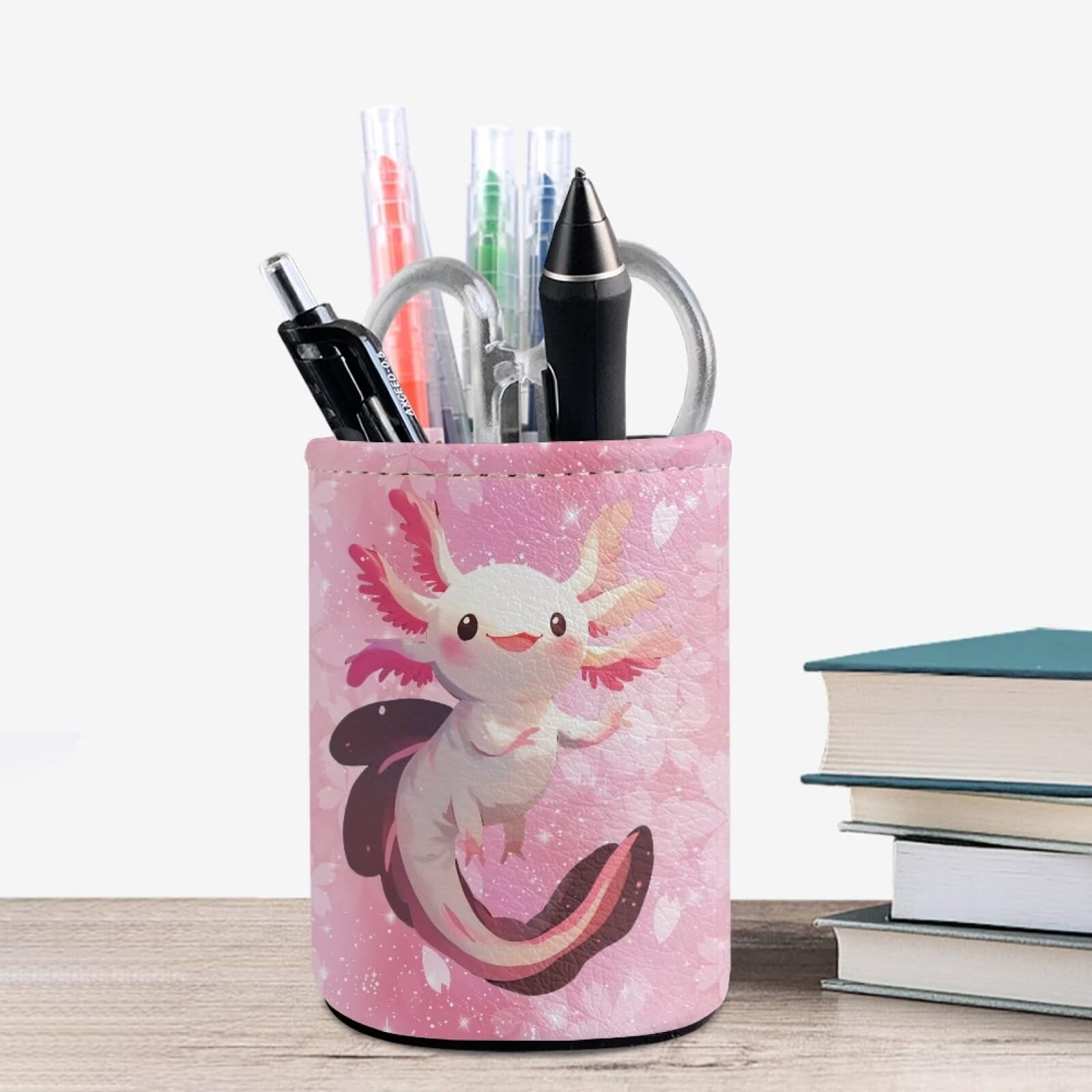 BIGCARJOB Cute Axolotl Pen Holder Pencil Organizer Pencil Cup Desk Decor Pencil Holder for Desk