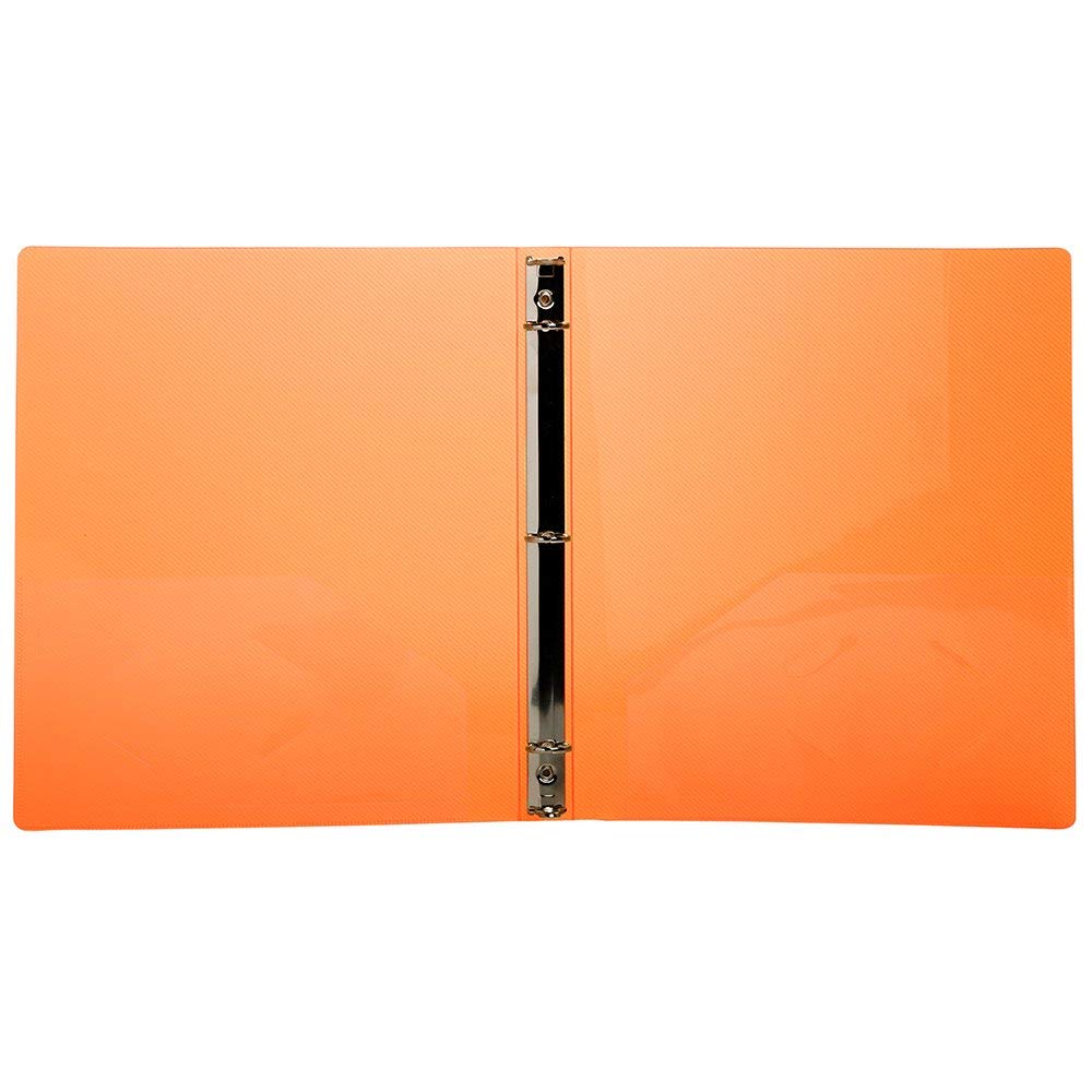JAM PAPER Plastic 0.75 inch Binder - Orange 3 Ring Binder - Sold Individually