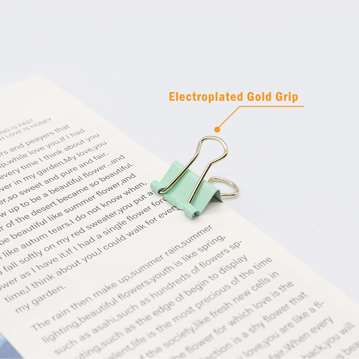 Light Green Binder Clips, Mini Paper Clip, Small Paper Clamps 15mm (5/8 inch), 100 Pack Micro Size